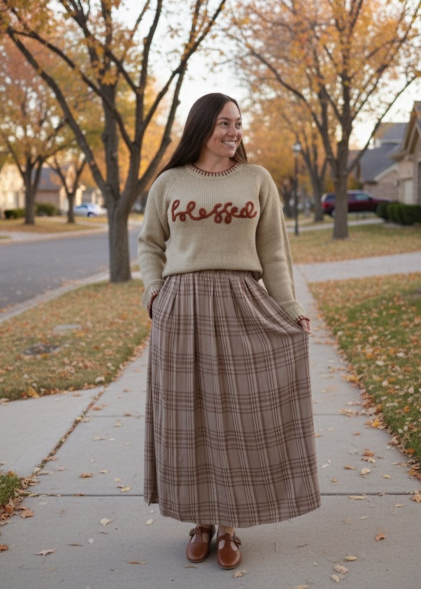 Gratitude Plaid Skirt - Mocha