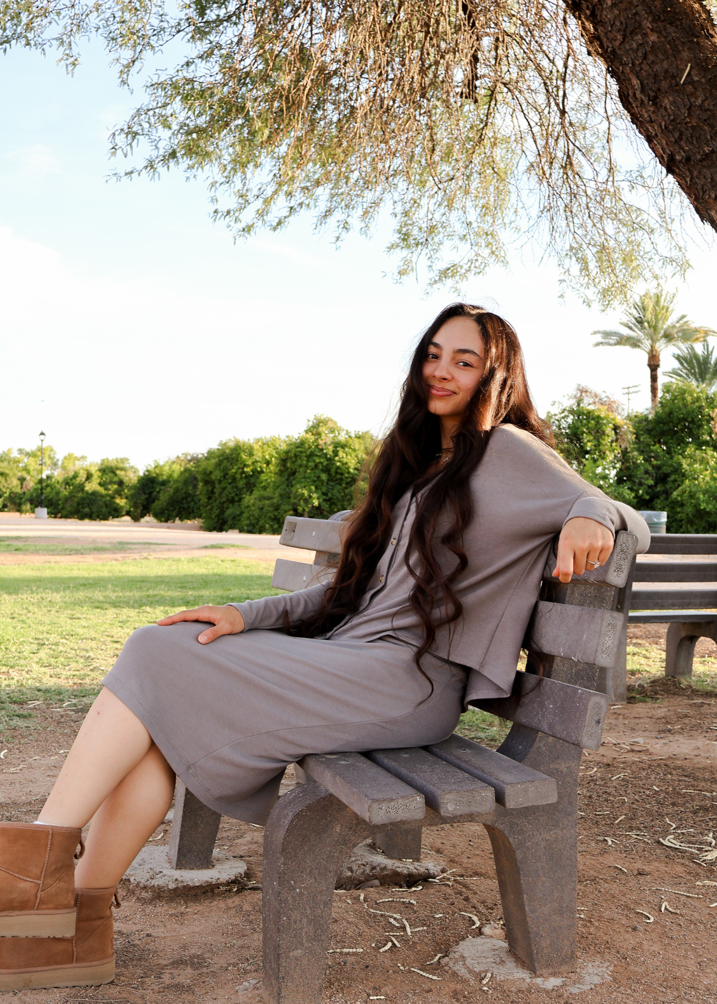 Cloud Cardigan Skirt Set - Grey