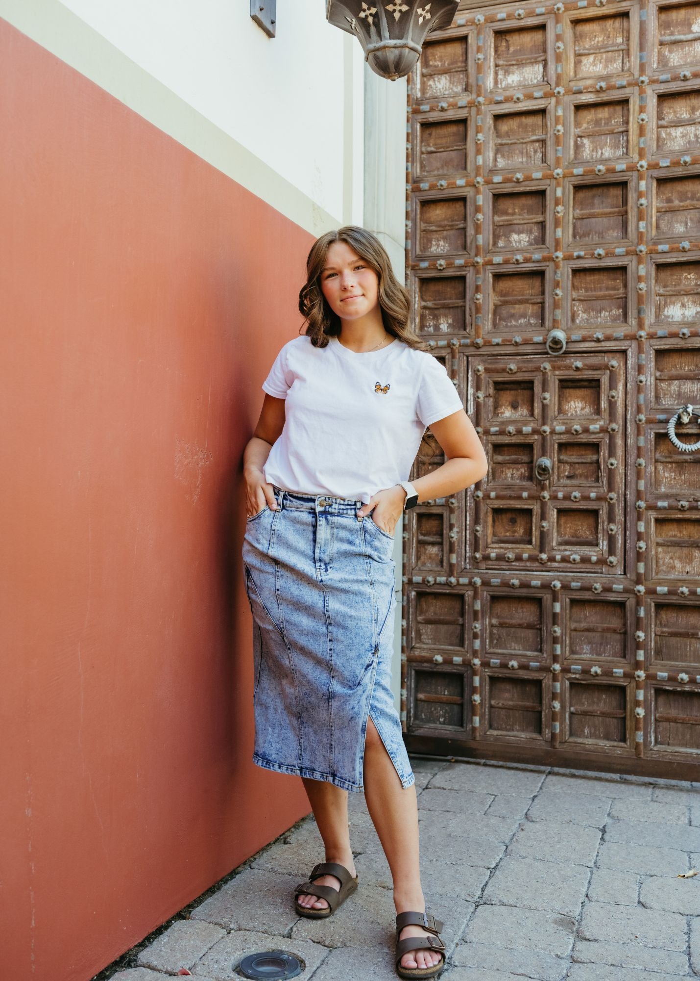Acid Wash Denim Skirt