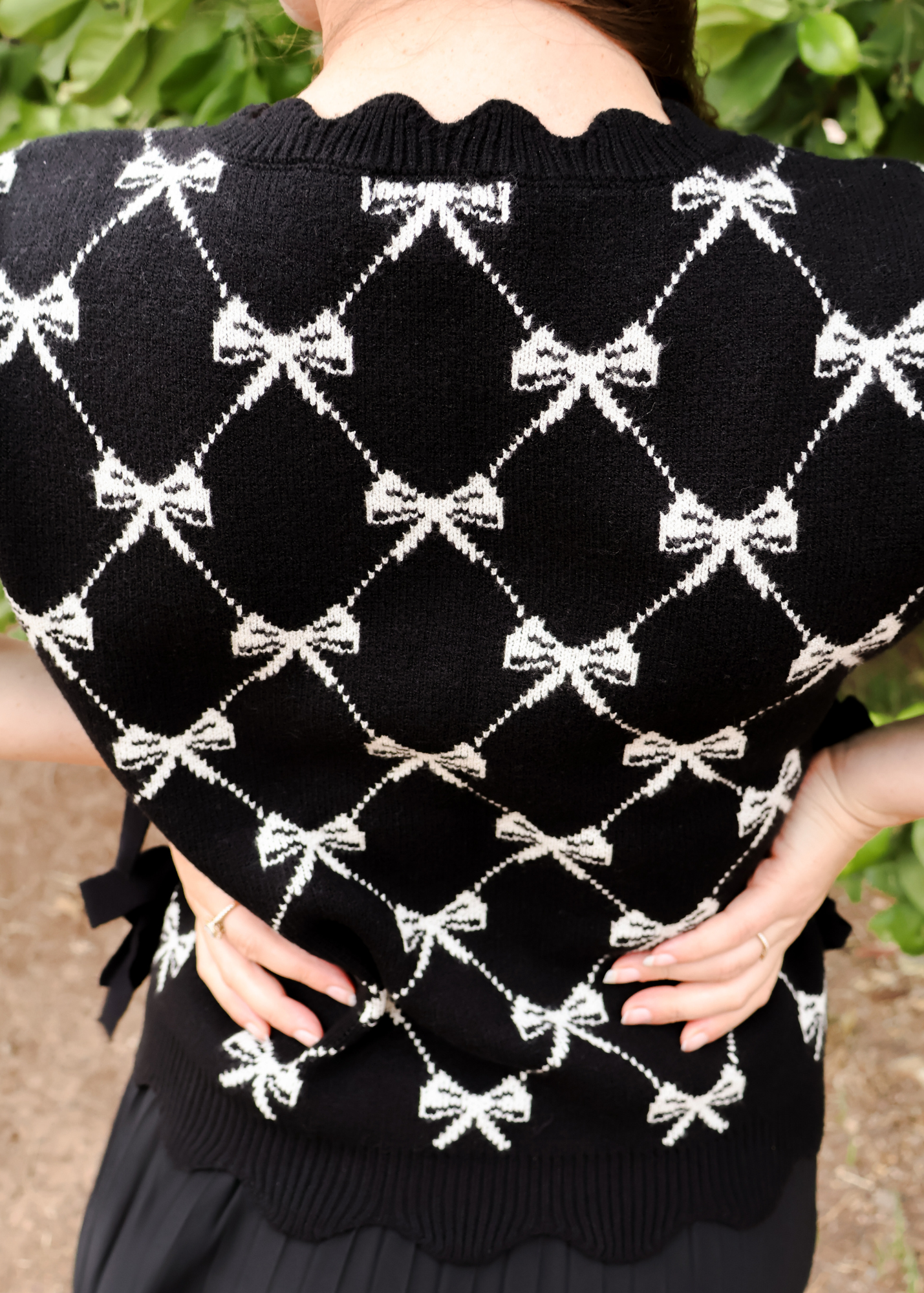 Darling Scallop Edge Sweater- Black