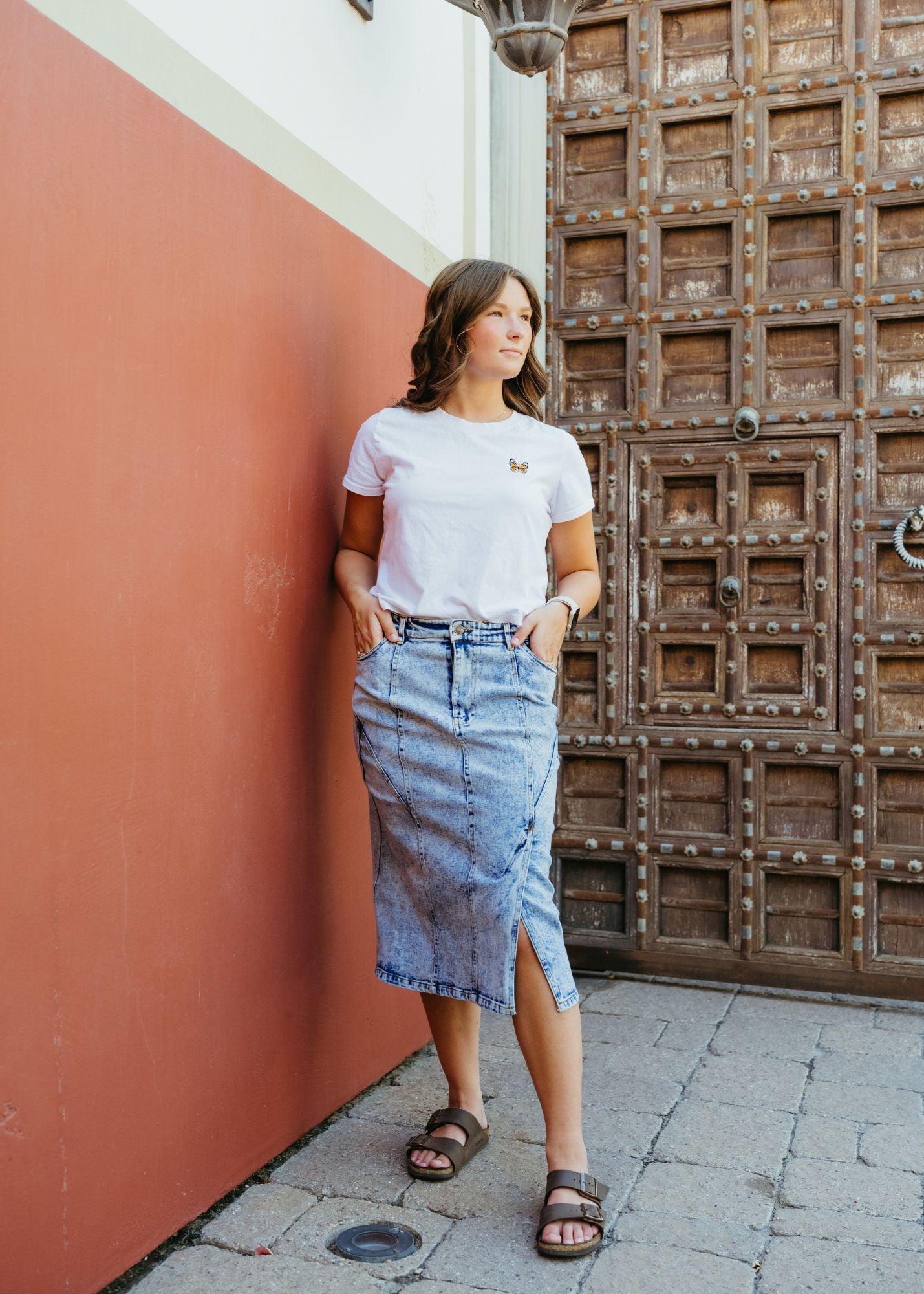 Acid Wash Denim Skirt