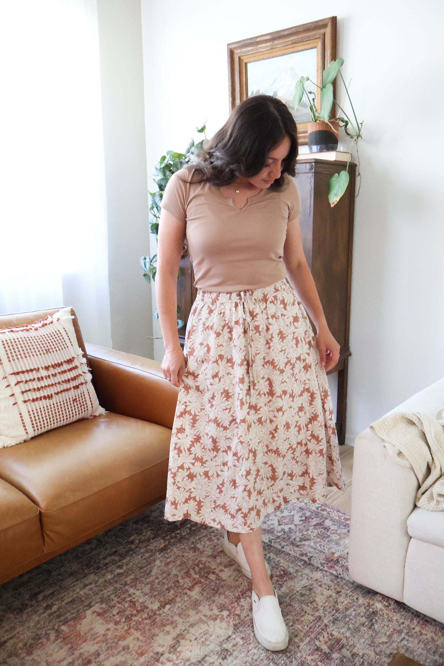 Clara Linen Skirt - Peach