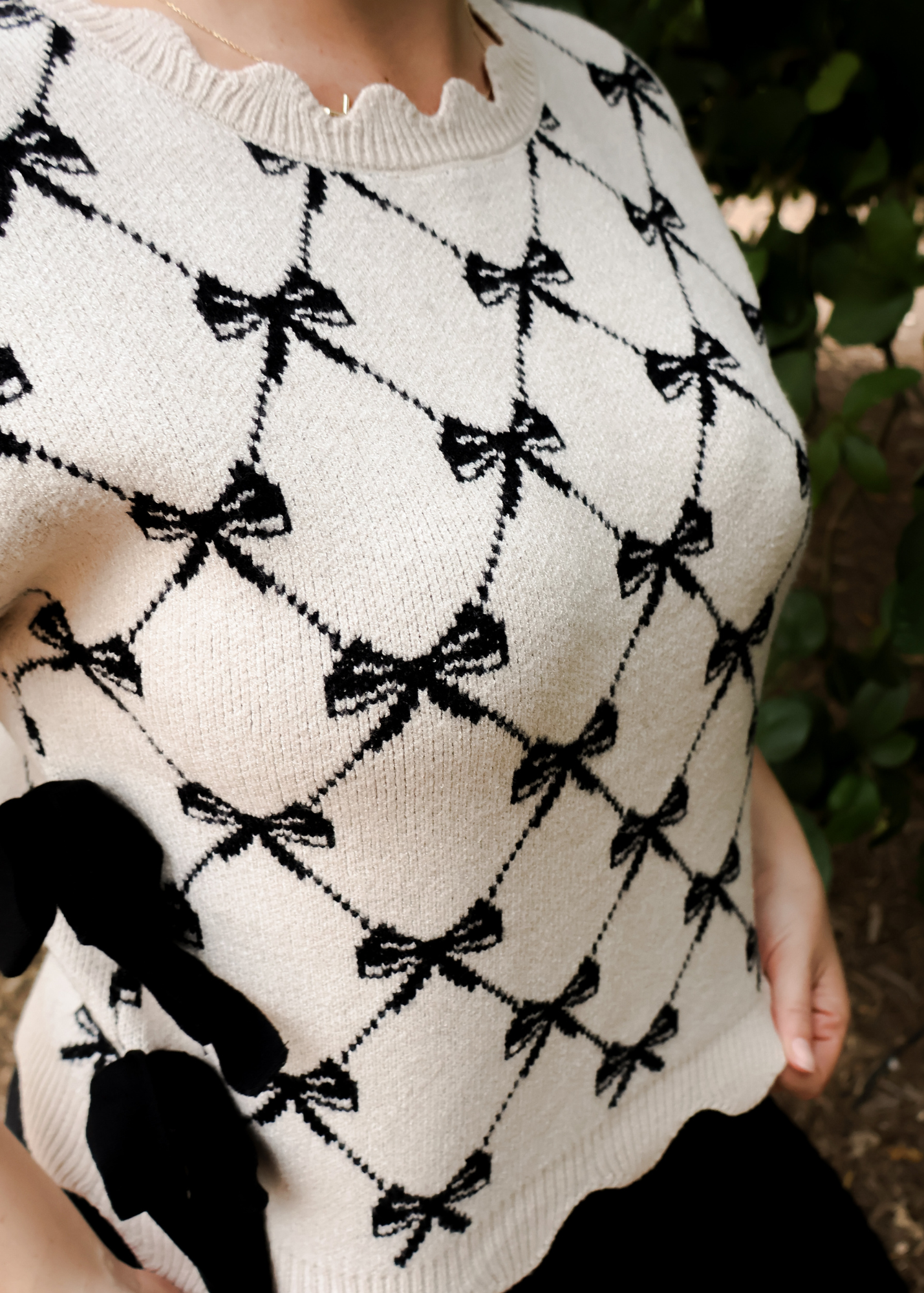 Darling Scallop Edge Sweater- Cream