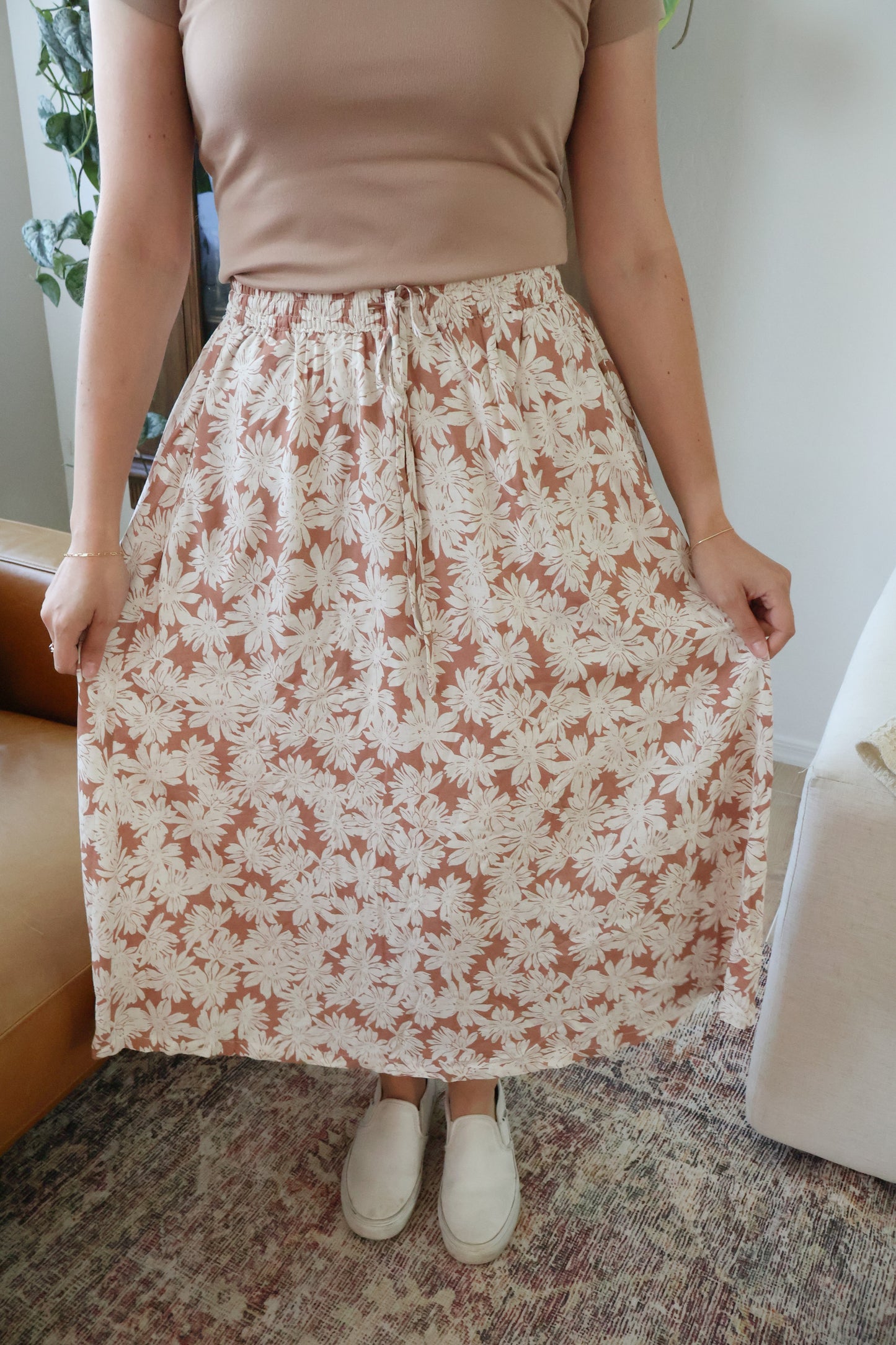 Clara Linen Skirt - Peach