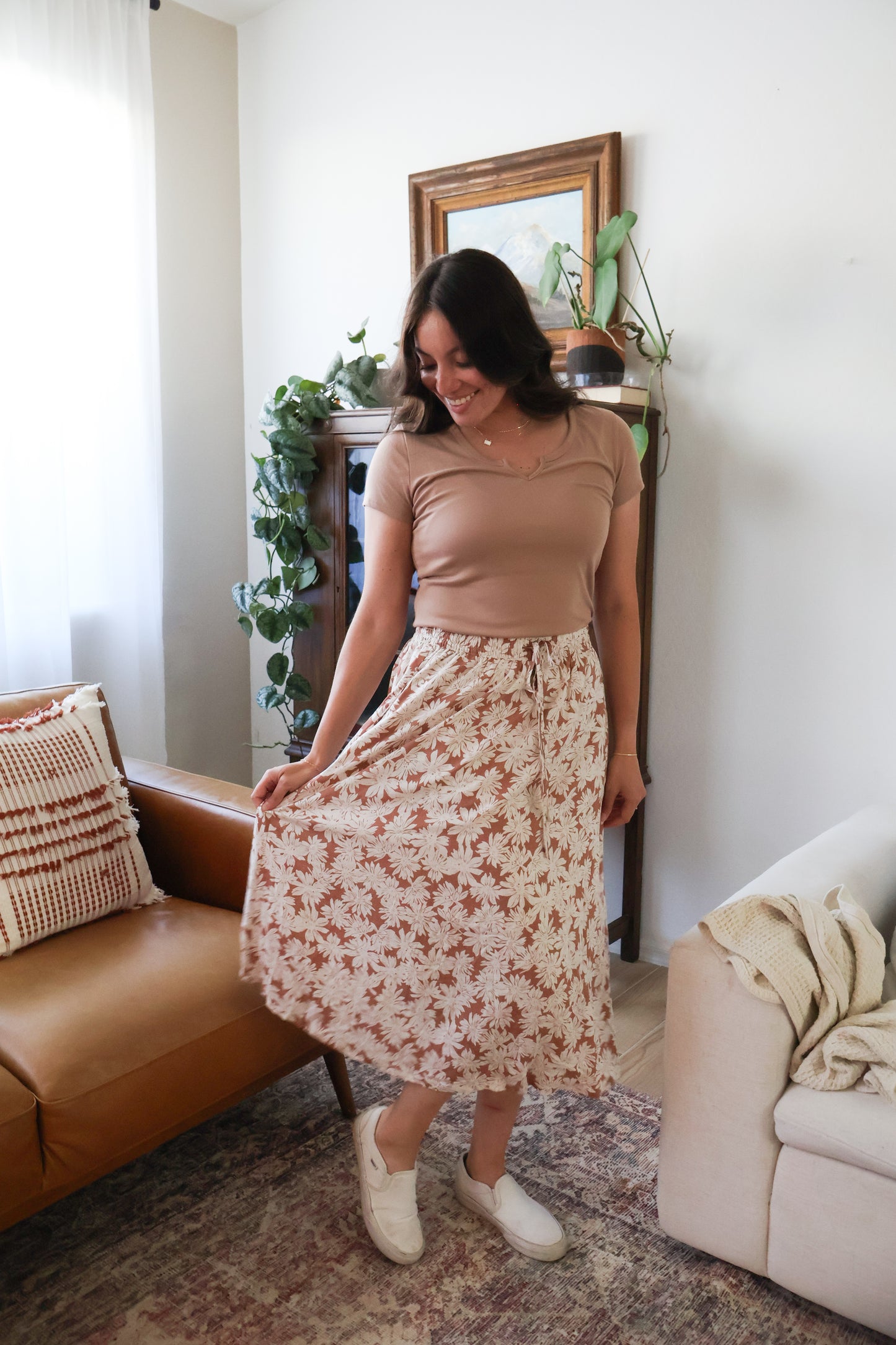Clara Linen Skirt - Peach