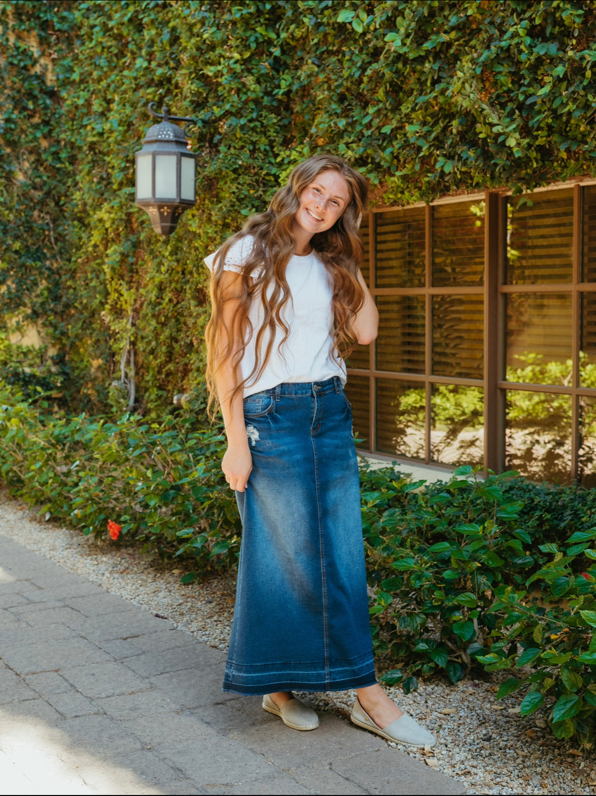 Indigo Denim Maxi Skirt