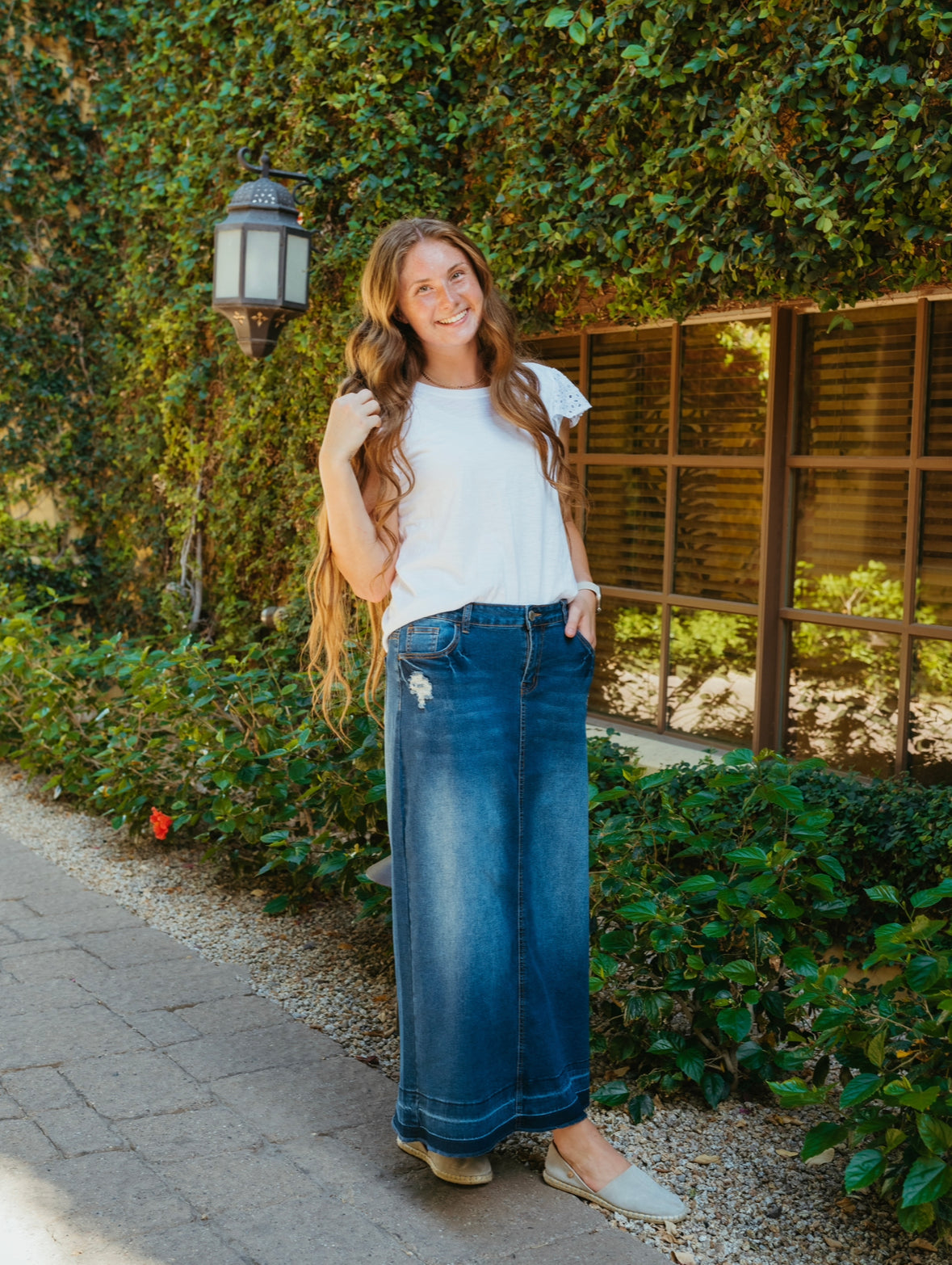 Indigo Denim Maxi Skirt