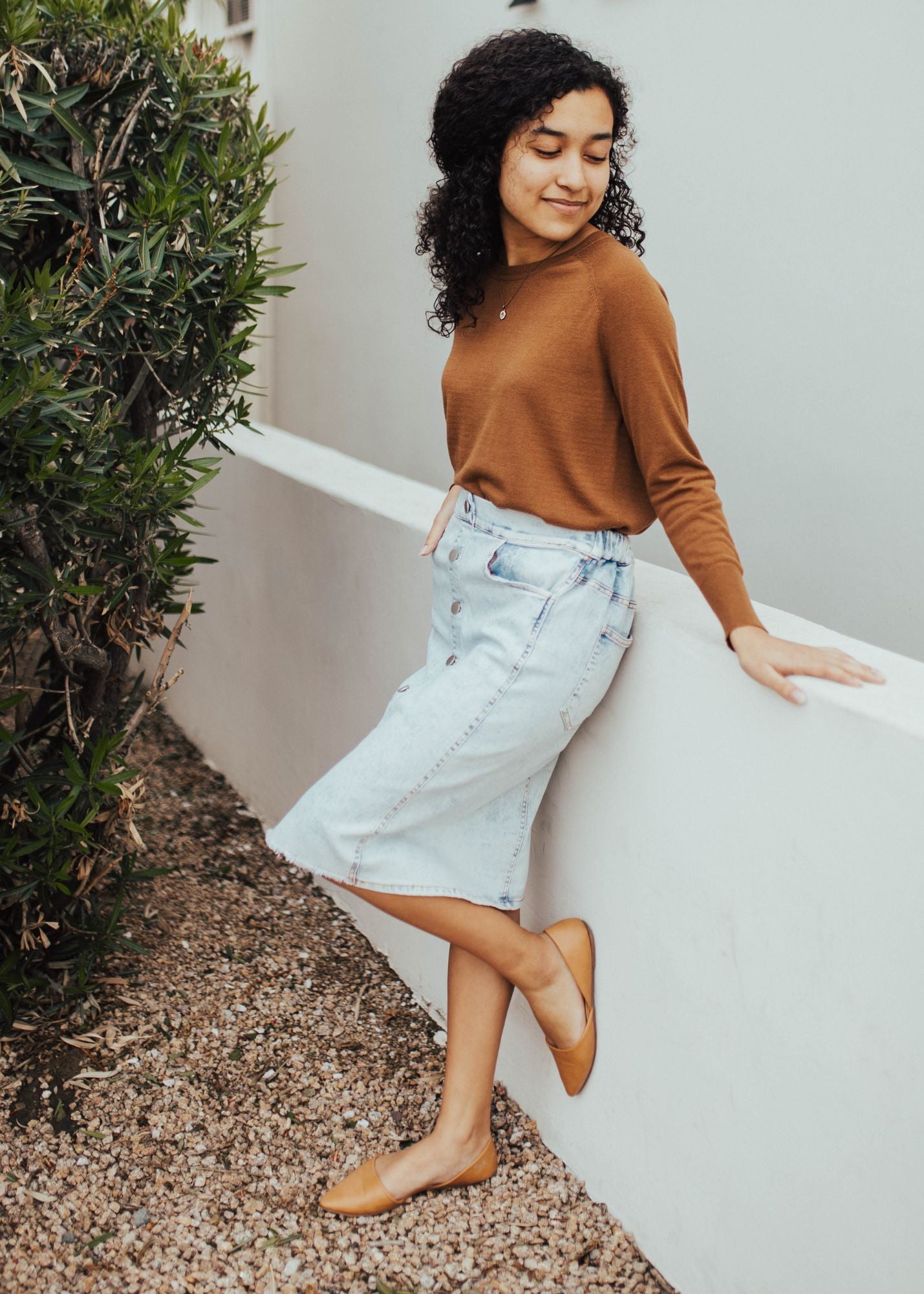 Button Down Denim Skirt