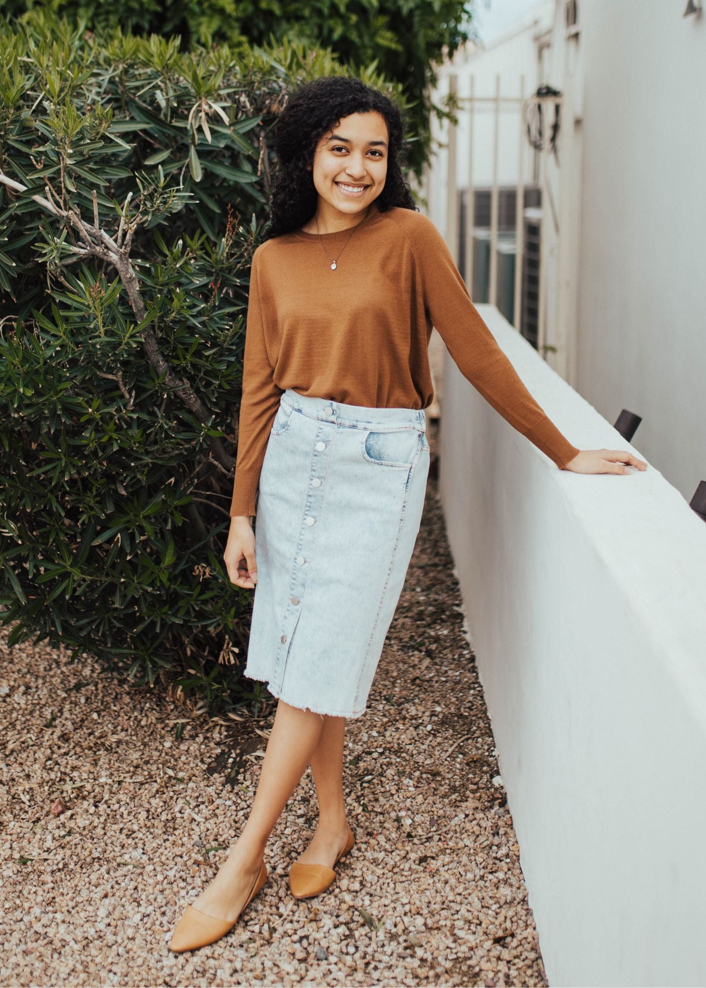 Button Down Denim Skirt