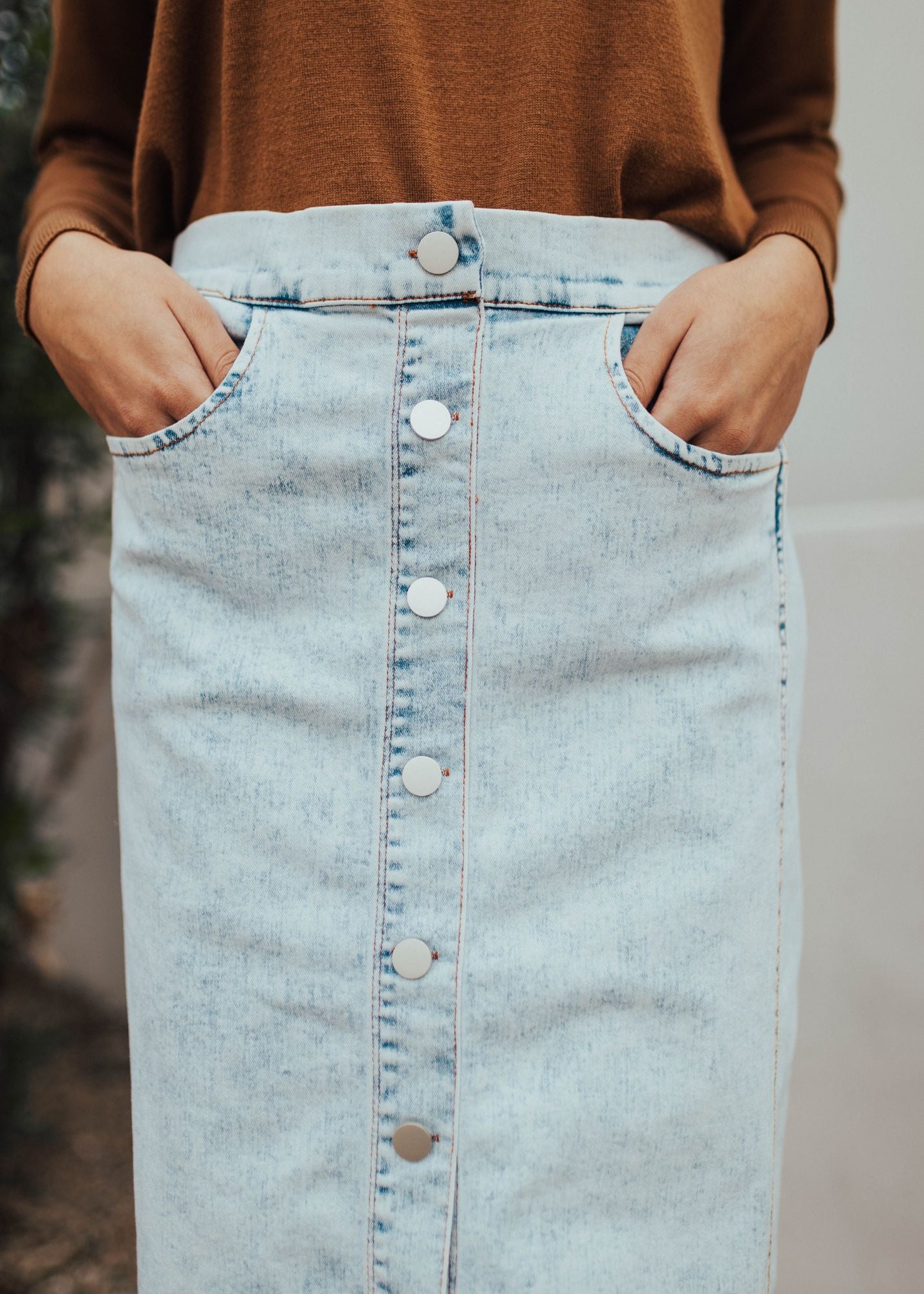Button Down Denim Skirt