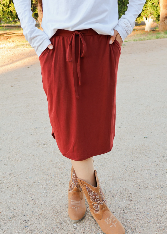 Drawstring Midi Skirt