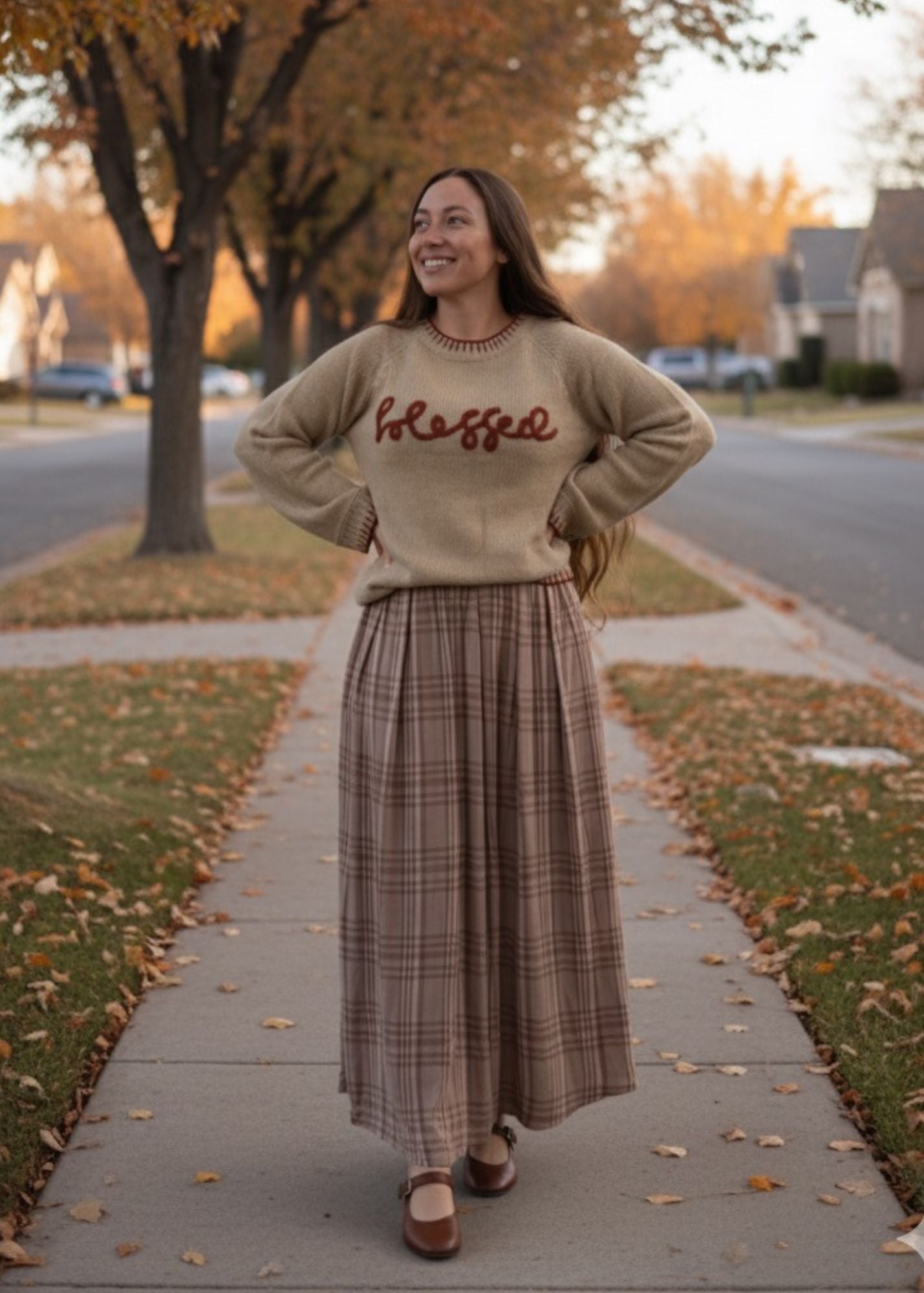 Gratitude Plaid Skirt - Mocha