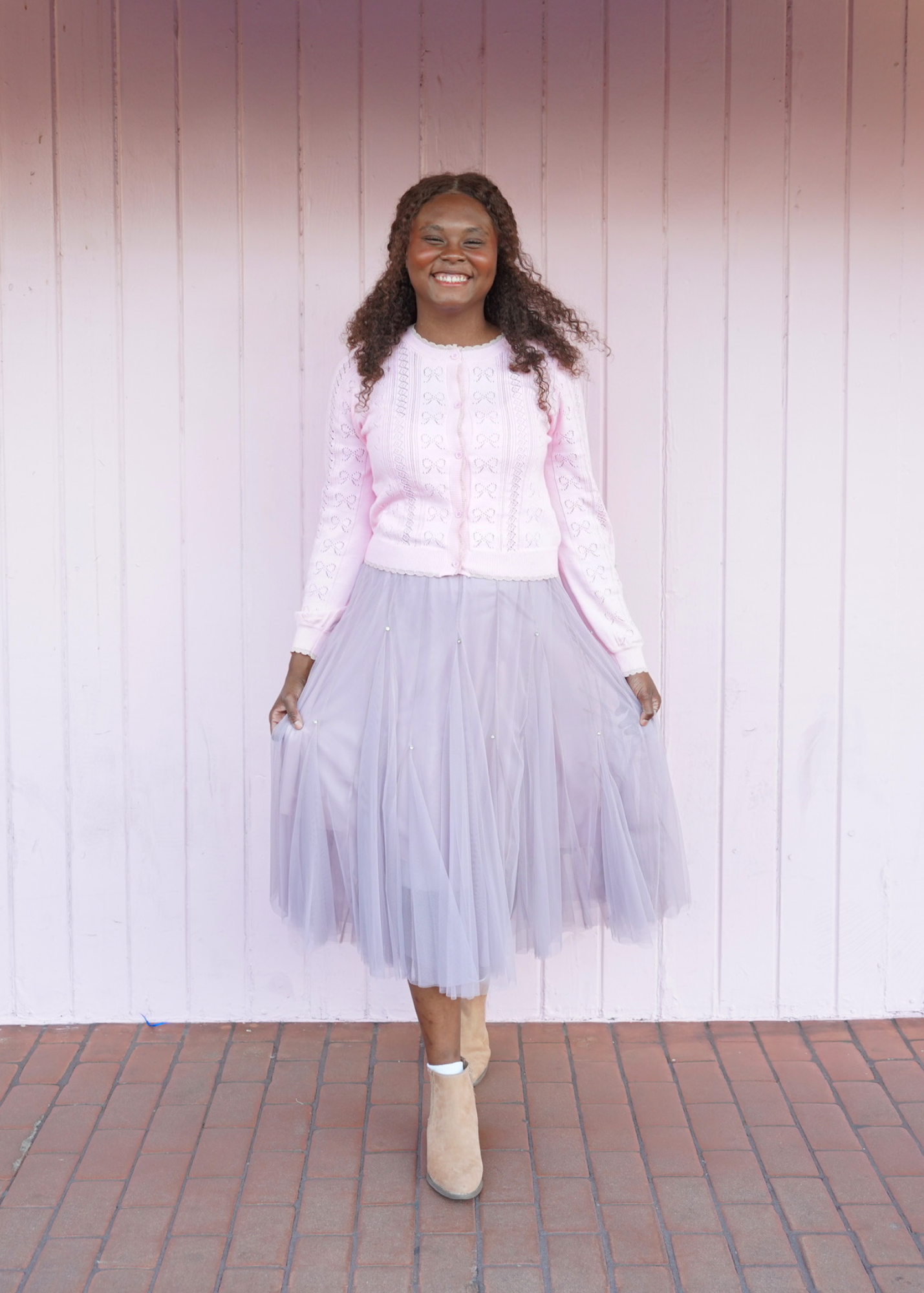 Lavender Tulle Midi Skirt