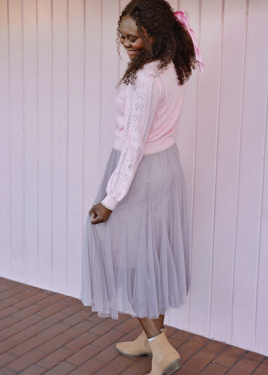 Lavender Tulle Midi Skirt