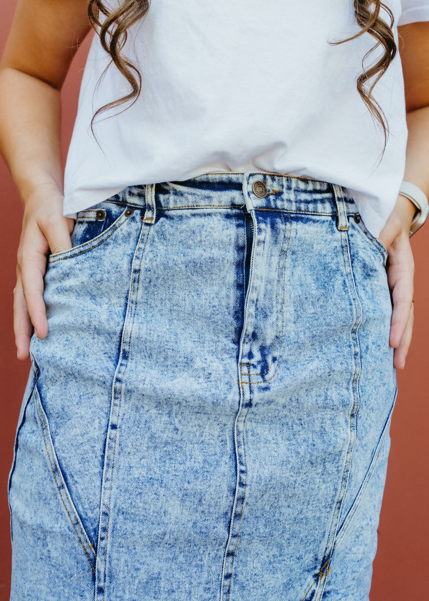 Acid Wash Denim Skirt