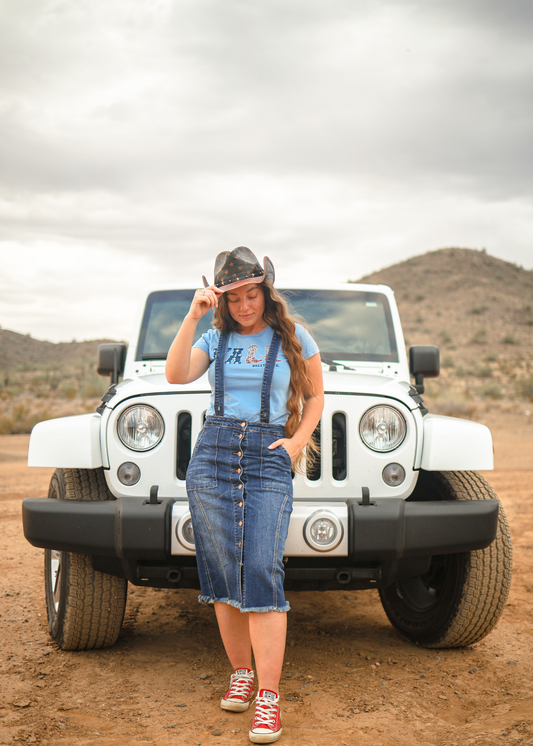 Dark Denim Overall Skirt