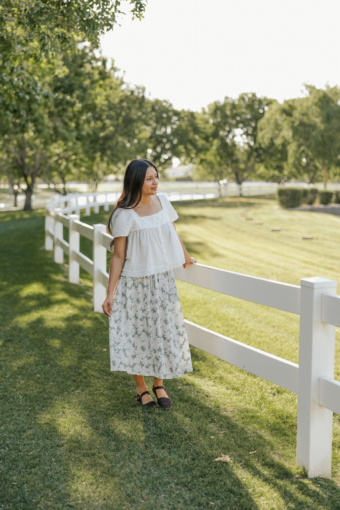 Clara Linen Skirt- Sage