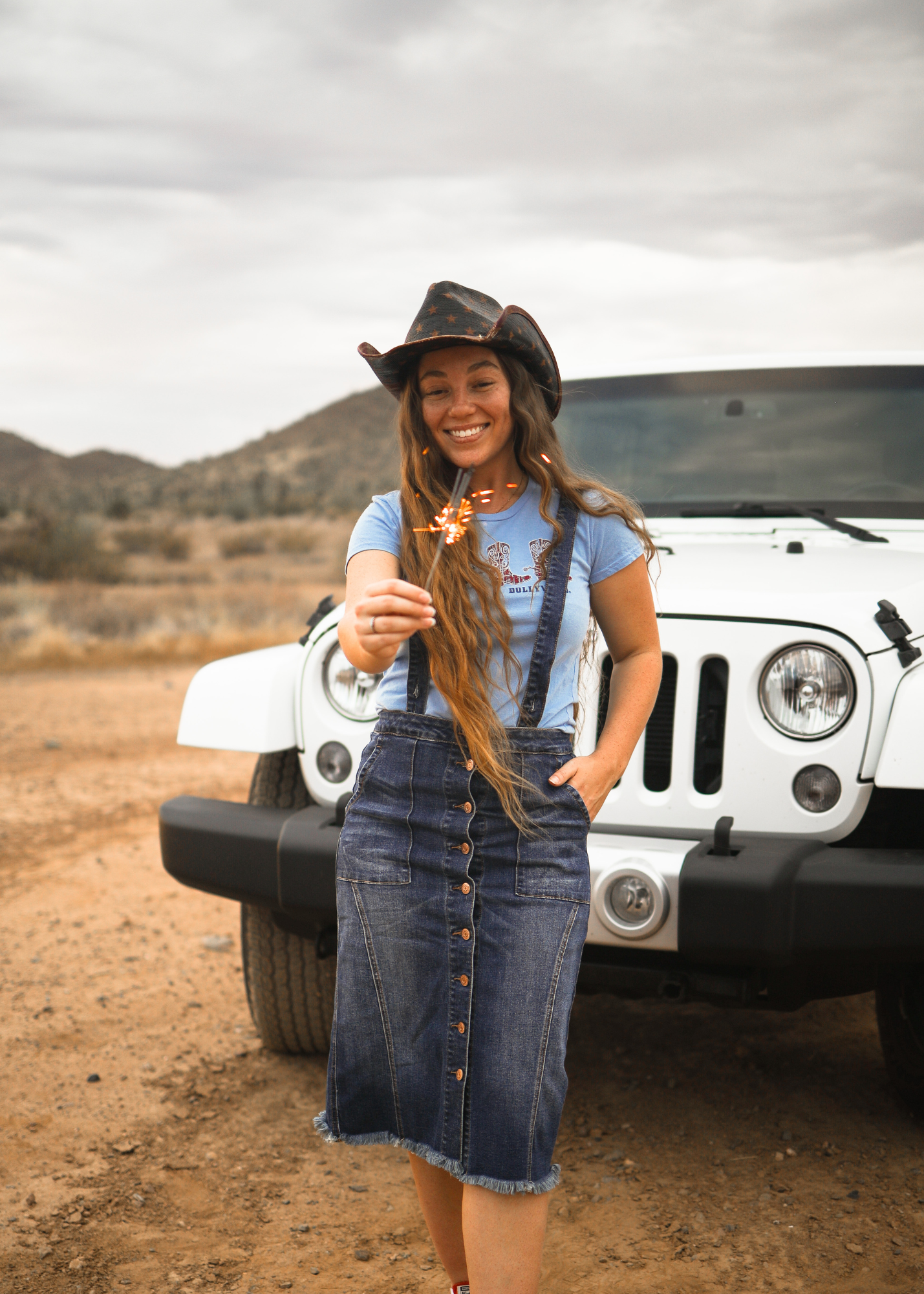 Dark Denim Overall Skirt