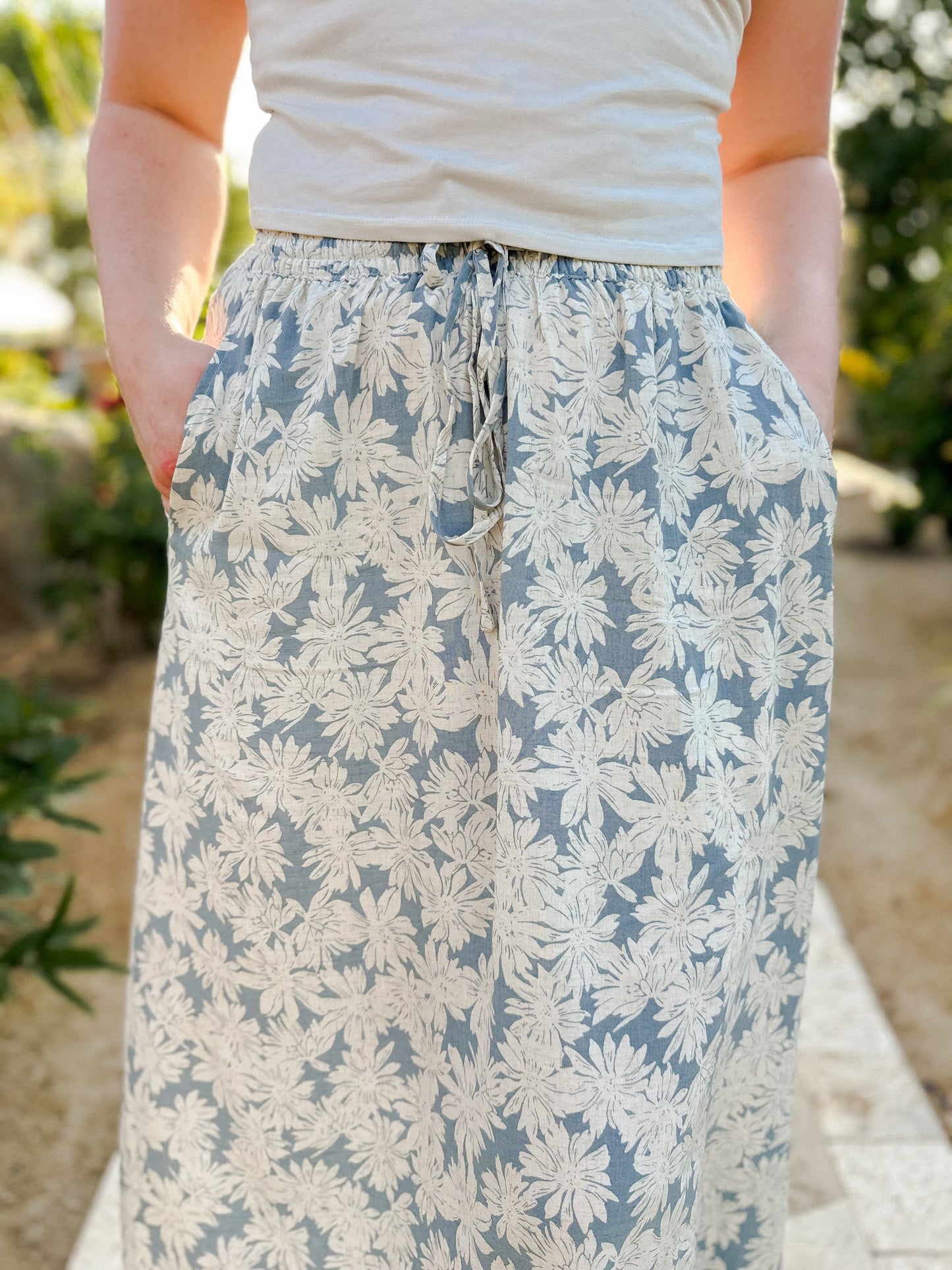 Clara Linen Skirt - Blue