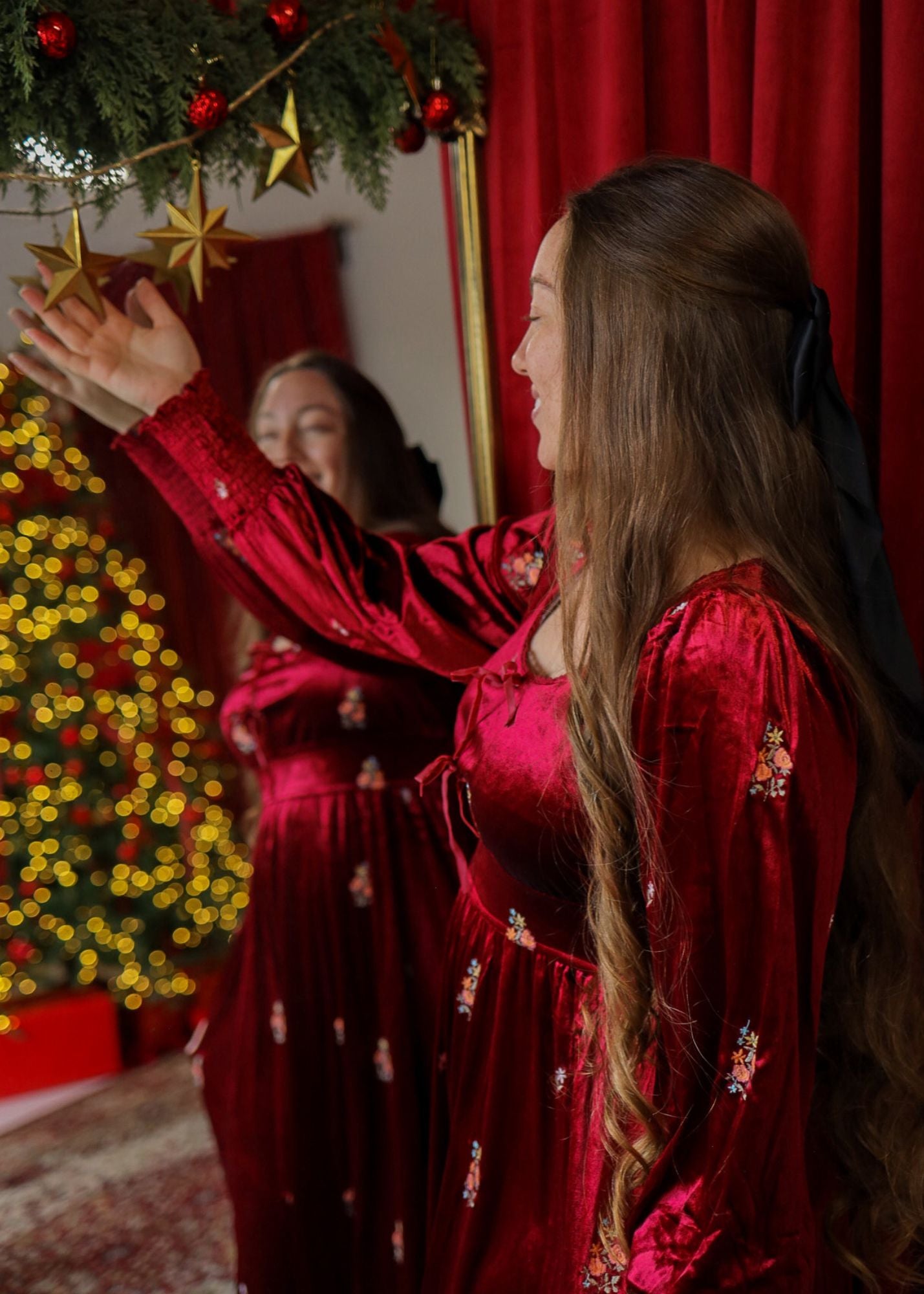 Anastasia Velvet Dress- Ruby