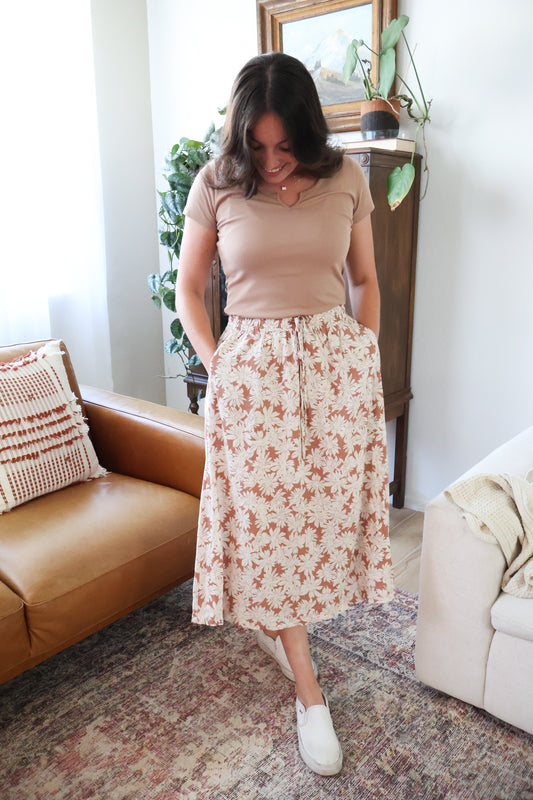 Clara Linen Skirt - Peach