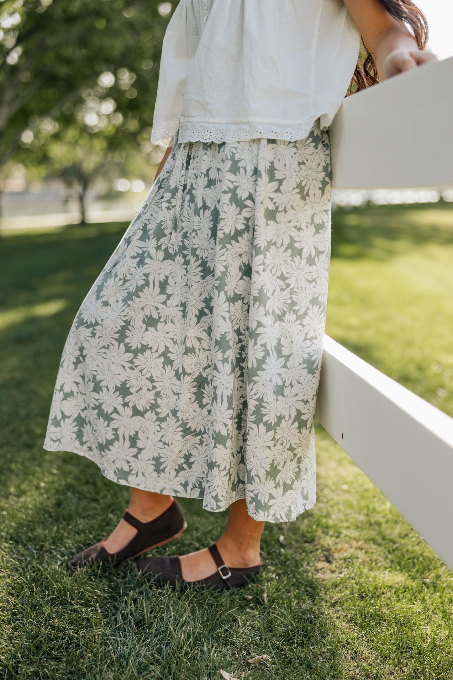 Clara Linen Skirt- Sage