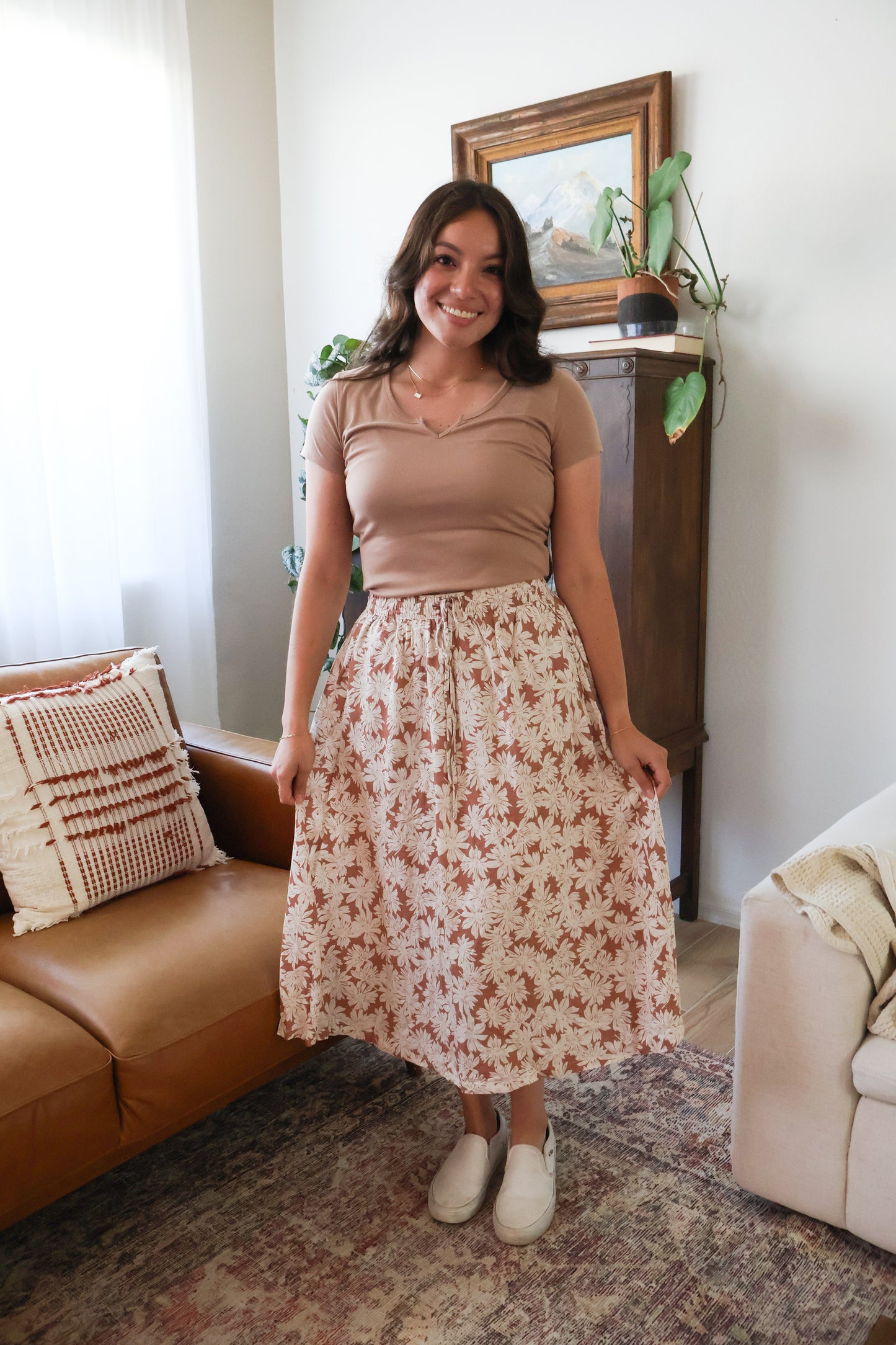 Clara Linen Skirt - Peach