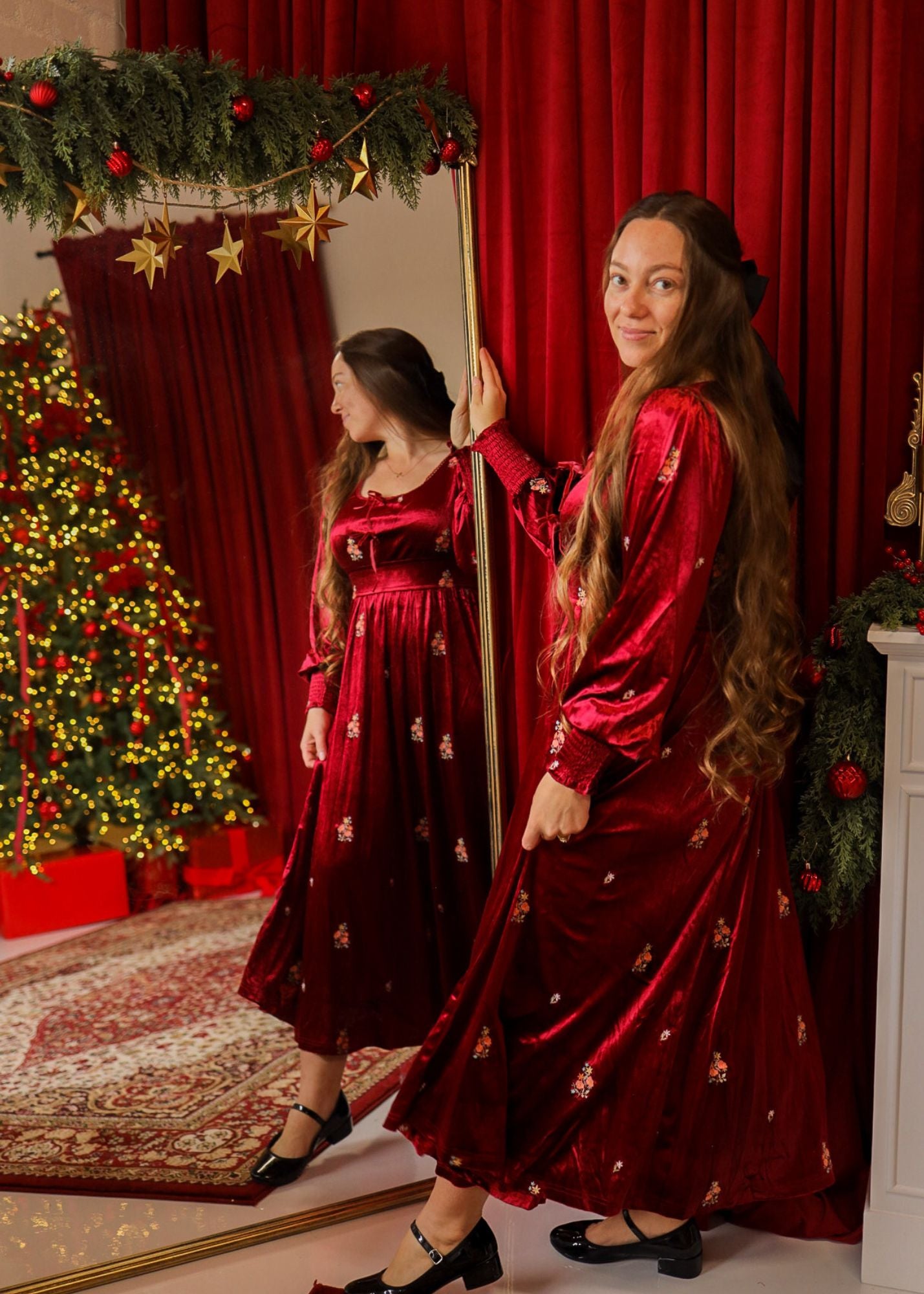 Anastasia Velvet Dress- Ruby