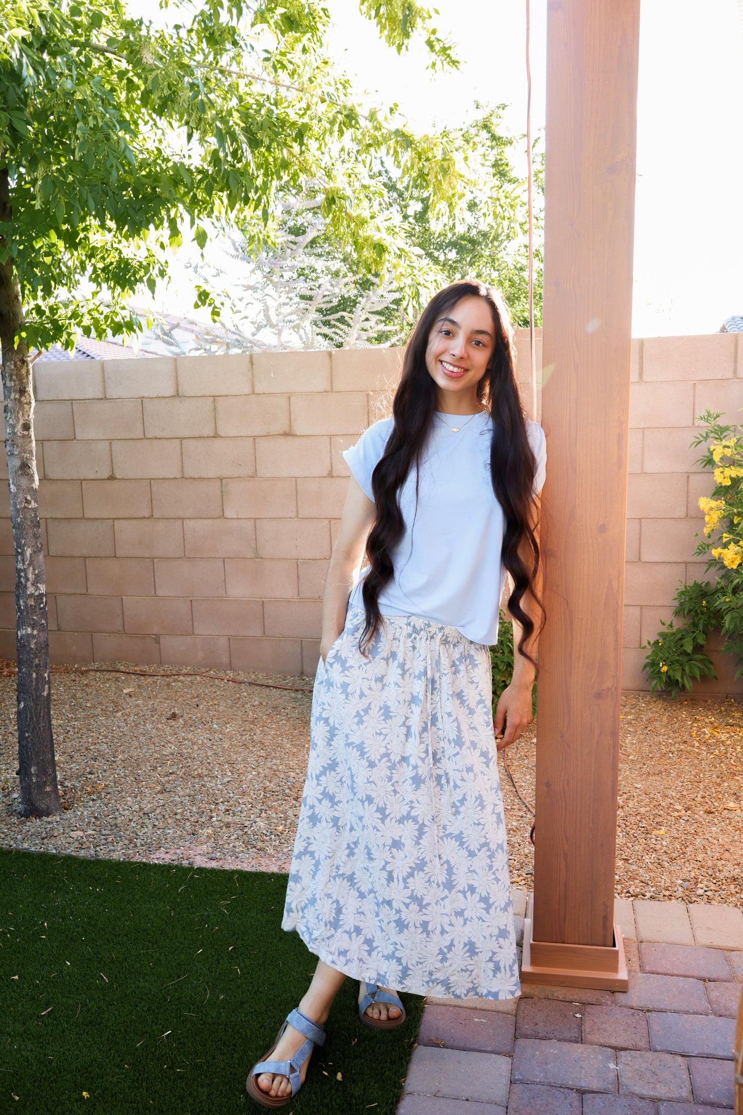 Clara Linen Skirt - Blue