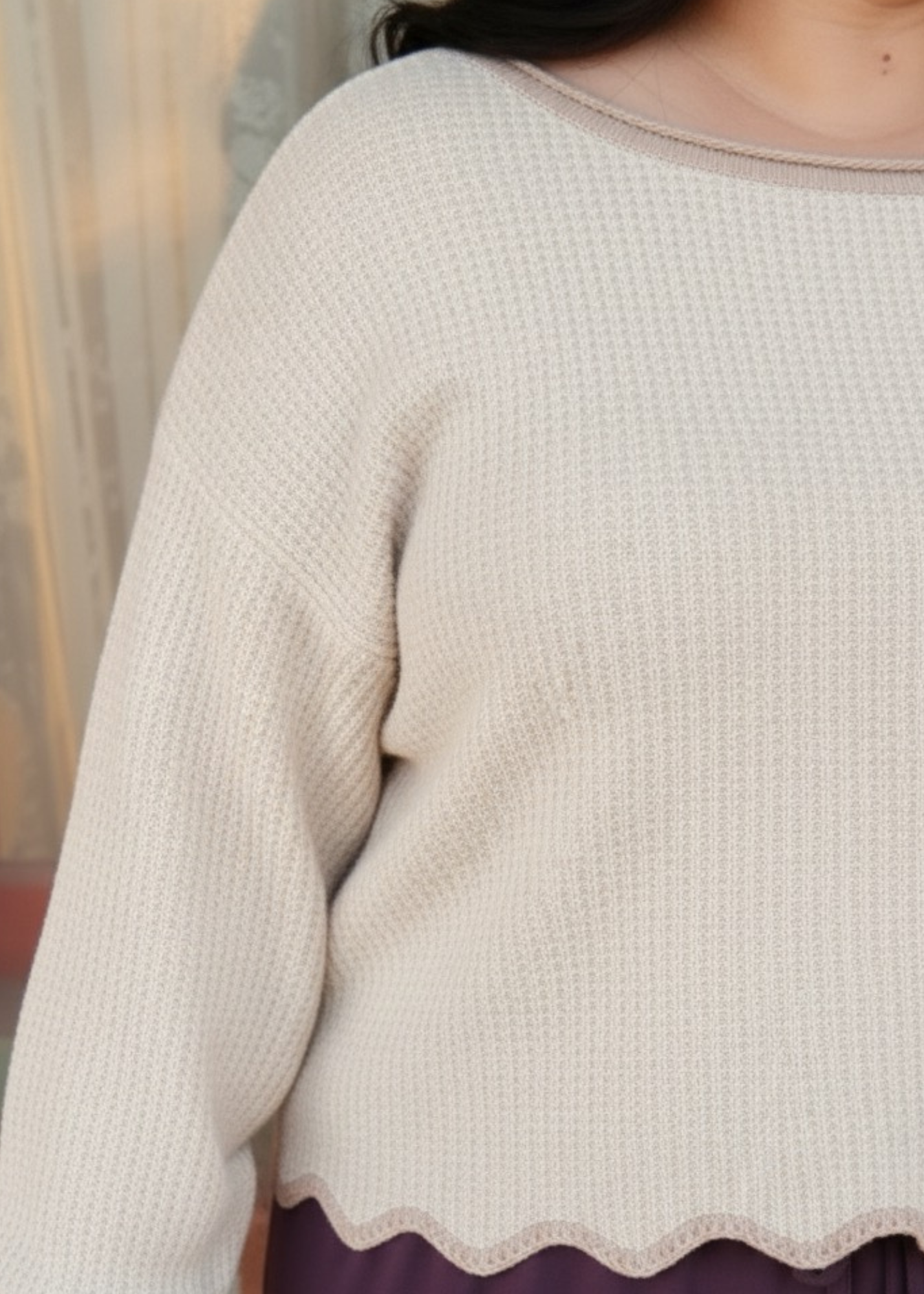 Scallop Trim Knit Sweater