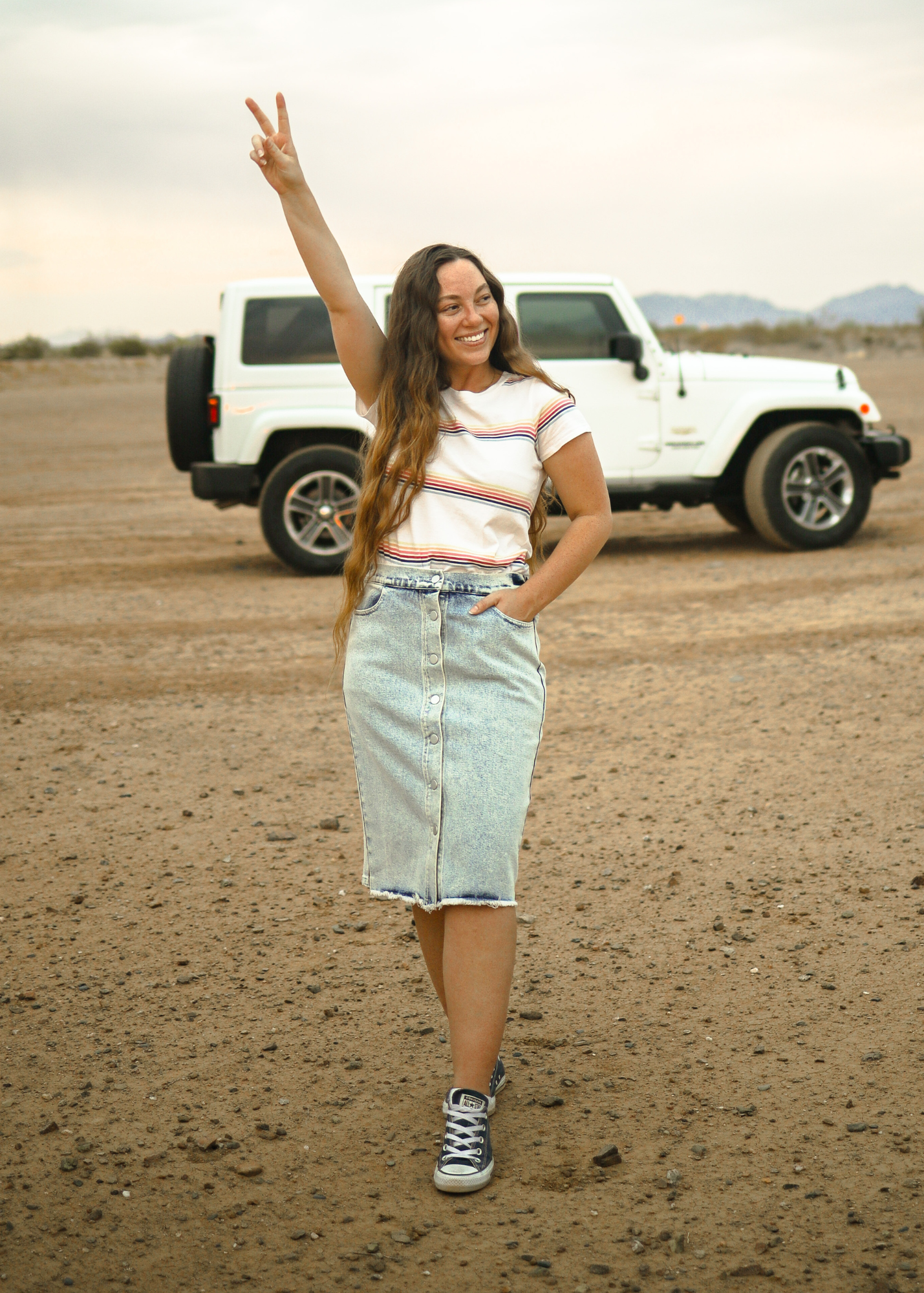 Button Down Denim Skirt