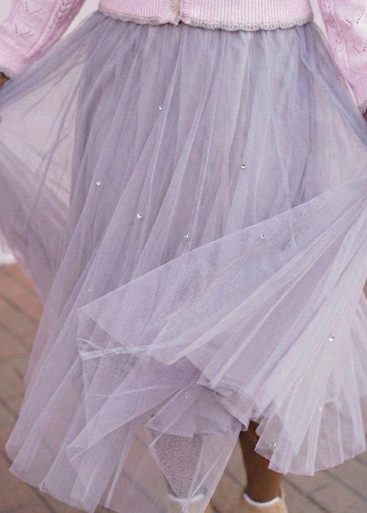 Lavender Tulle Midi Skirt