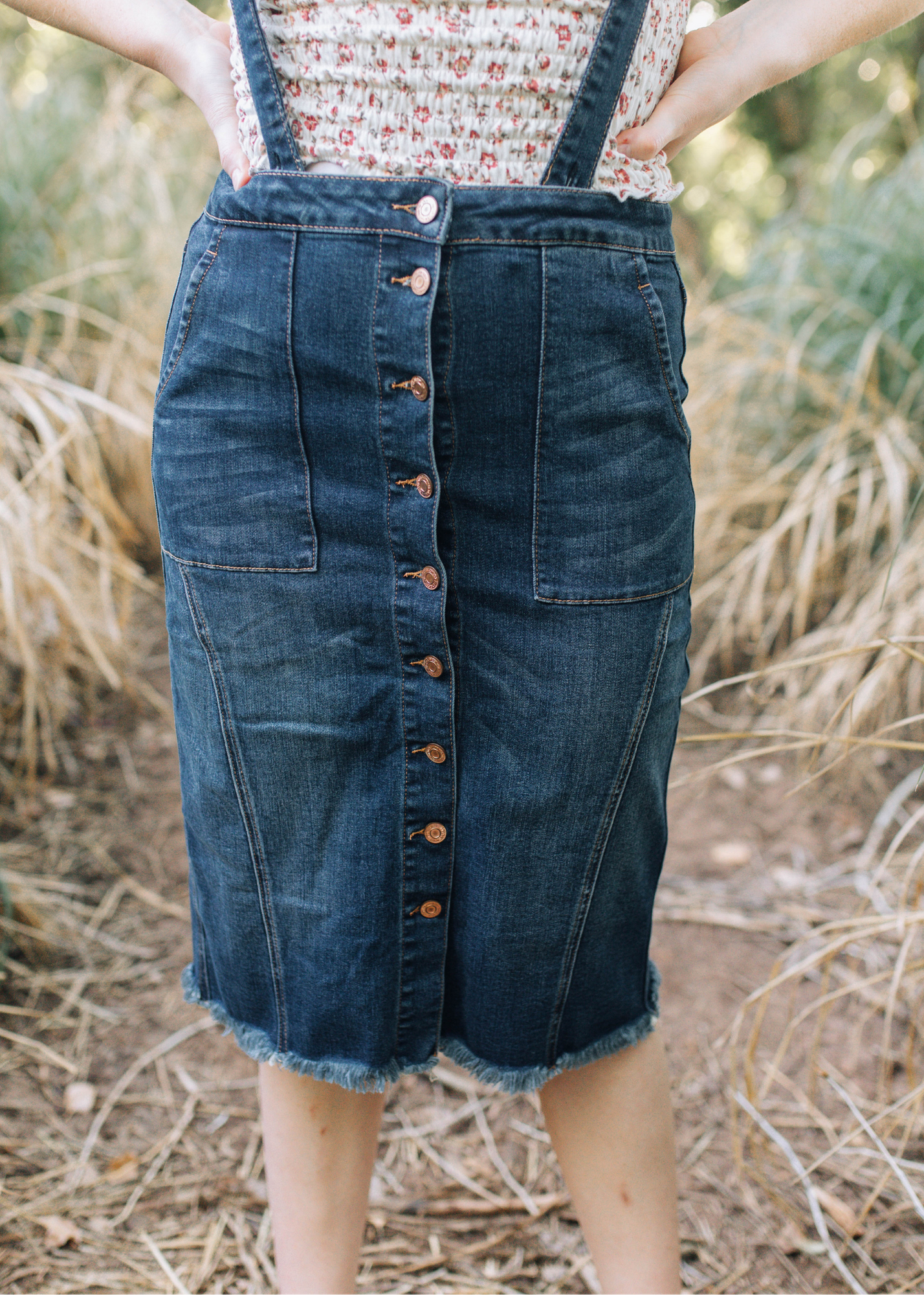 Dark Denim Overall Skirt