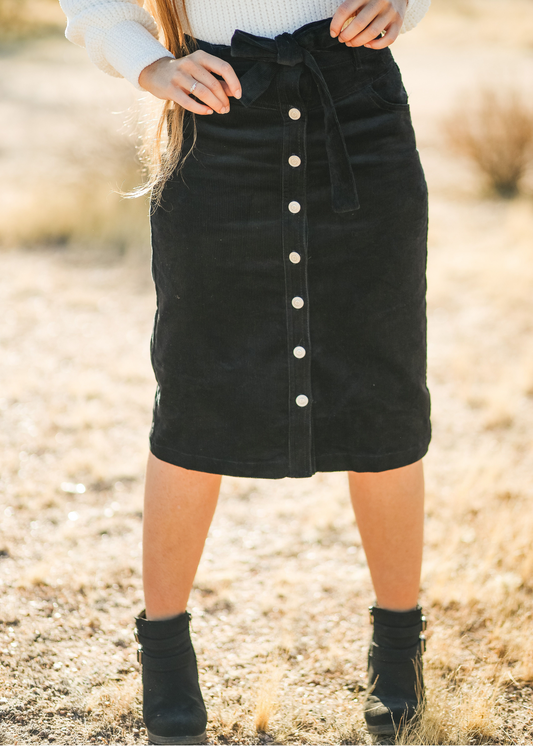 Coal Corduroy Skirt