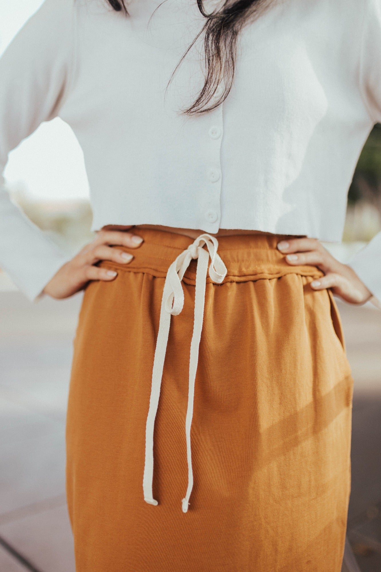 Drawstring Knit Skirt
