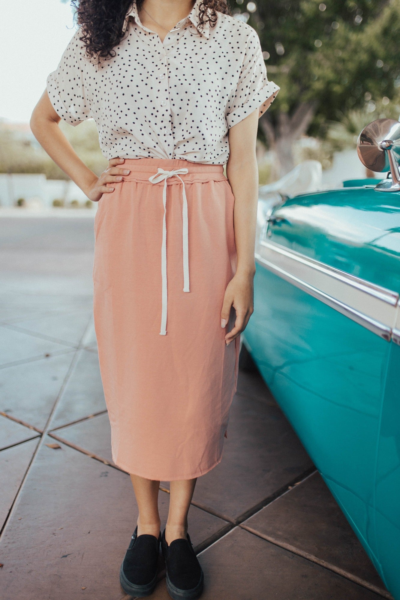 Drawstring Knit Skirt